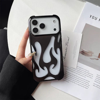 3D flame pattern hollow slim phone case for iPhone 17 16 15 14