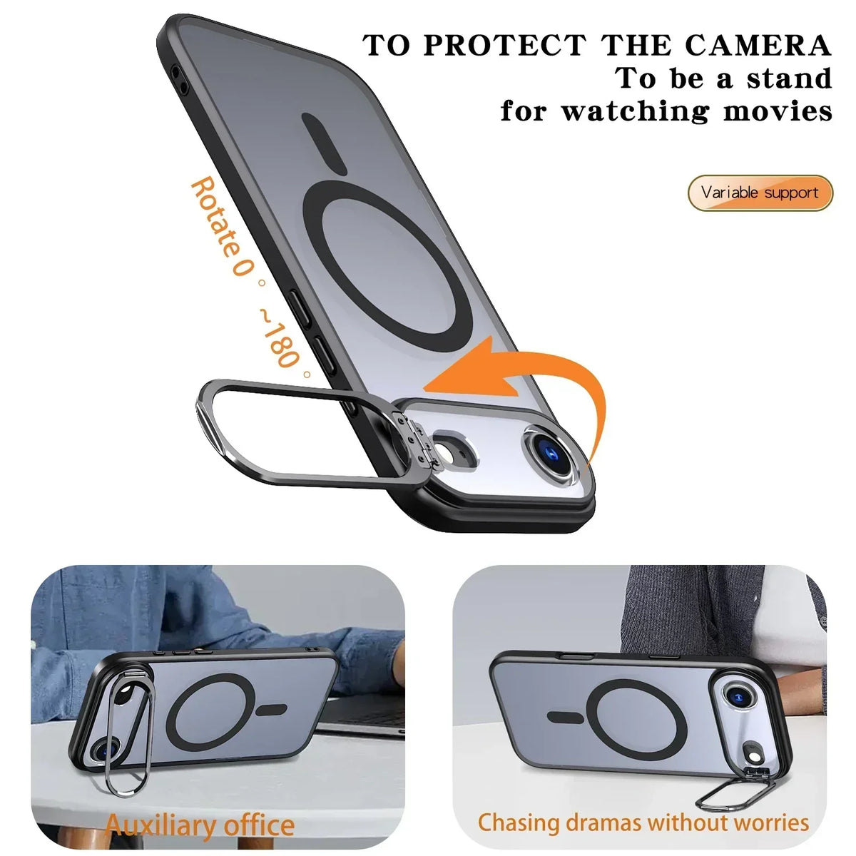 Magnetic phone case with folding kickstand