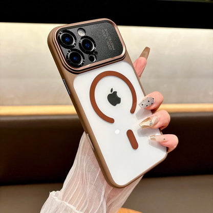 Clear magnetic case for iPhone 17 / 16 / 15 / 14, desert gold
