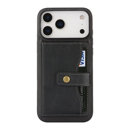 Leather phone case wallet cash card holder for iPhone 17 / 16 / 15 / 14, black