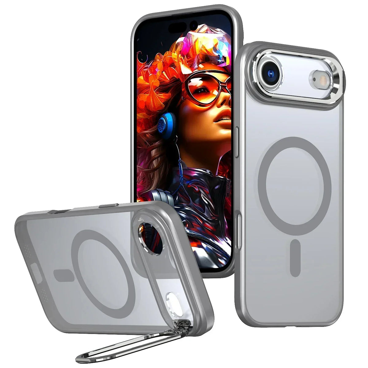 Magnetic phone case with folding kickstand