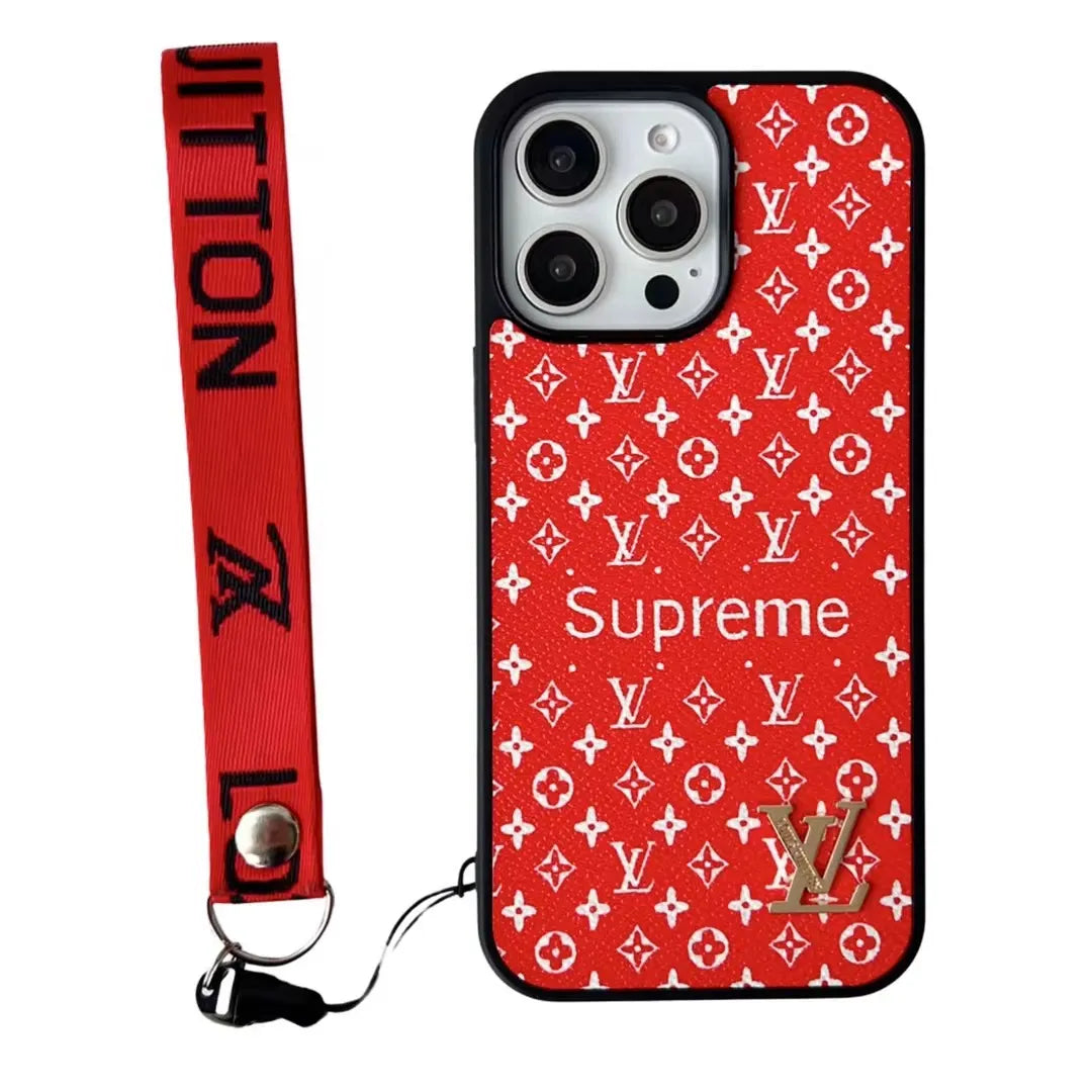 Louis Vuitton-inspired bright monogram phone case with letter detail