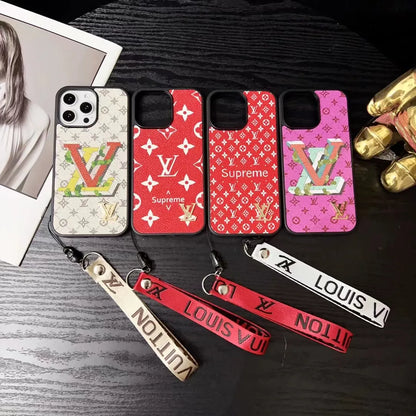 Louis Vuitton-inspired bright monogram phone case with letter detail