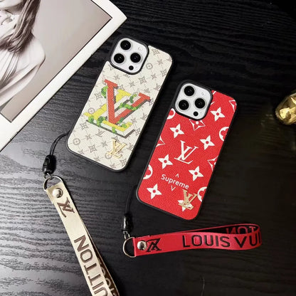 Louis Vuitton-inspired bright monogram phone case with letter detail