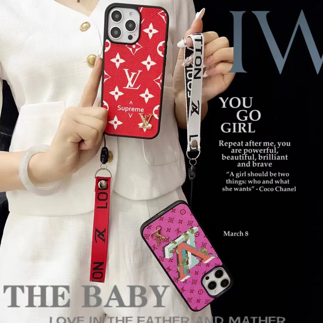 Louis Vuitton-inspired bright monogram phone case with letter detail