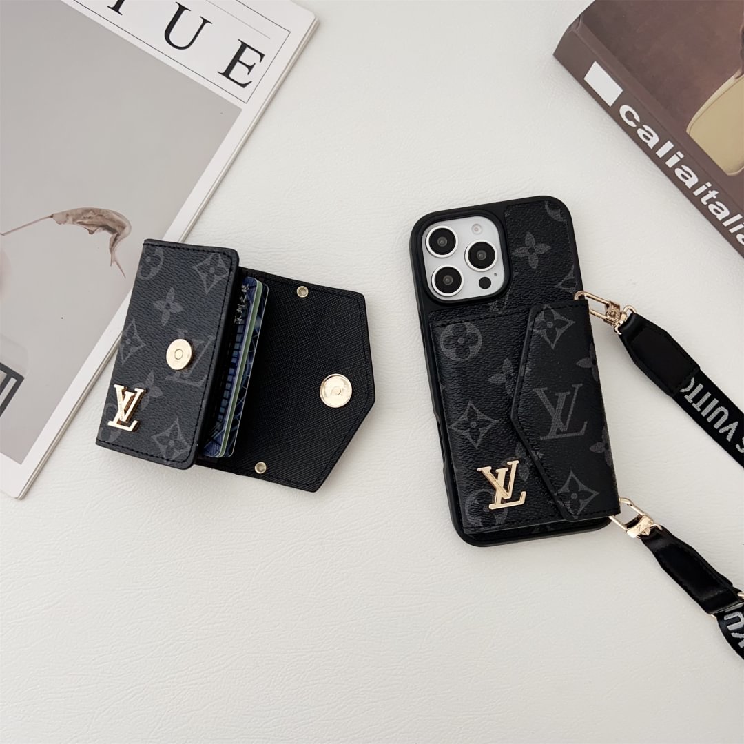 Louis Vuitton-inspired crossbody strap with wallet card holder