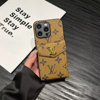 Louis Vuitton-inspired card holder canvas leather iPhone case