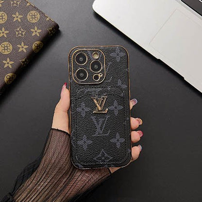 Louis Vuitton-inspired leather iPhone case with wallet card
