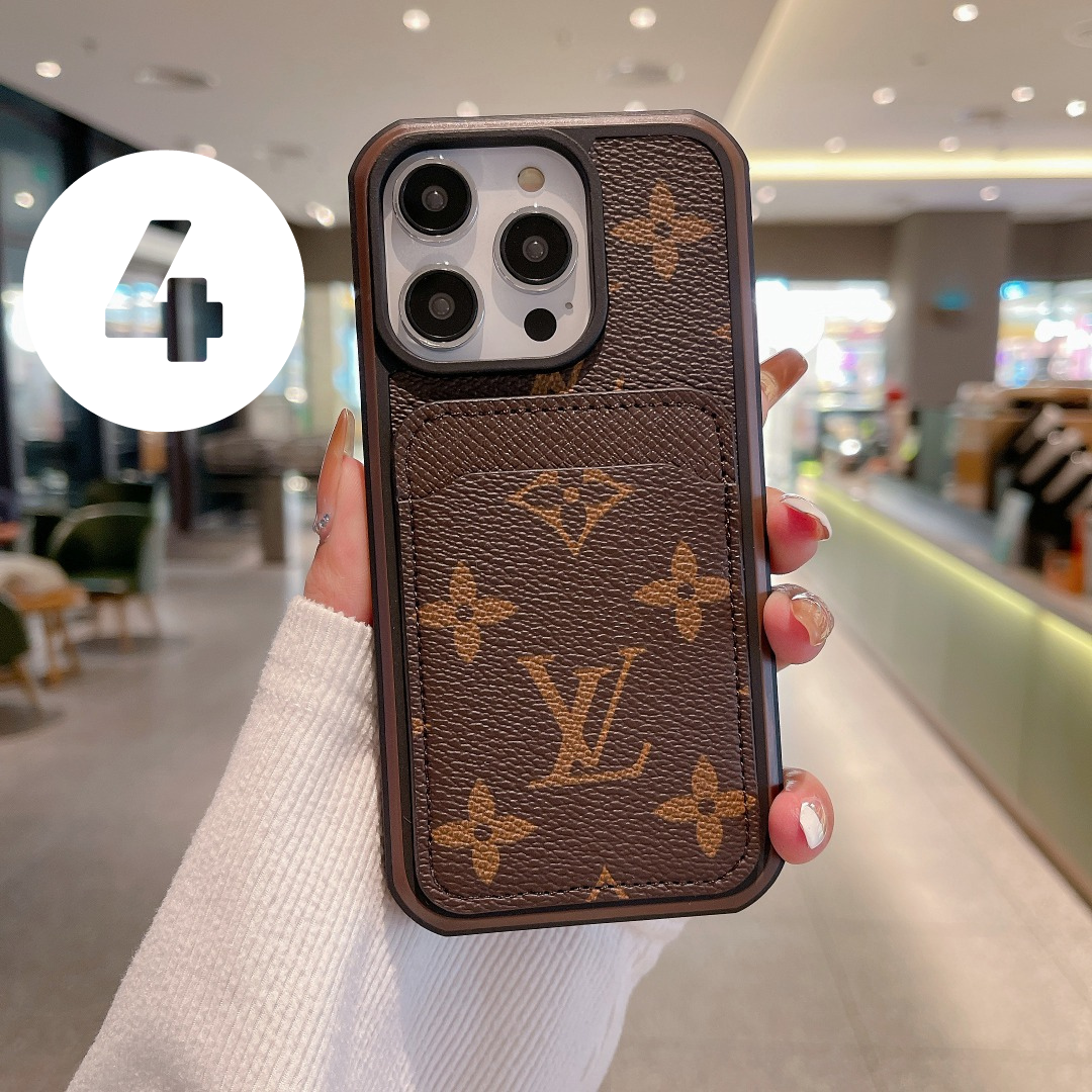 Louis Vuitton-inspired MagSafe wallet case with check and monogram designs