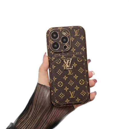 Louis Vuitton-inspired leather iPhone case with wallet card