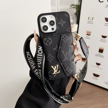 Louis Vuitton-inspired crossbody strap with wallet card holder