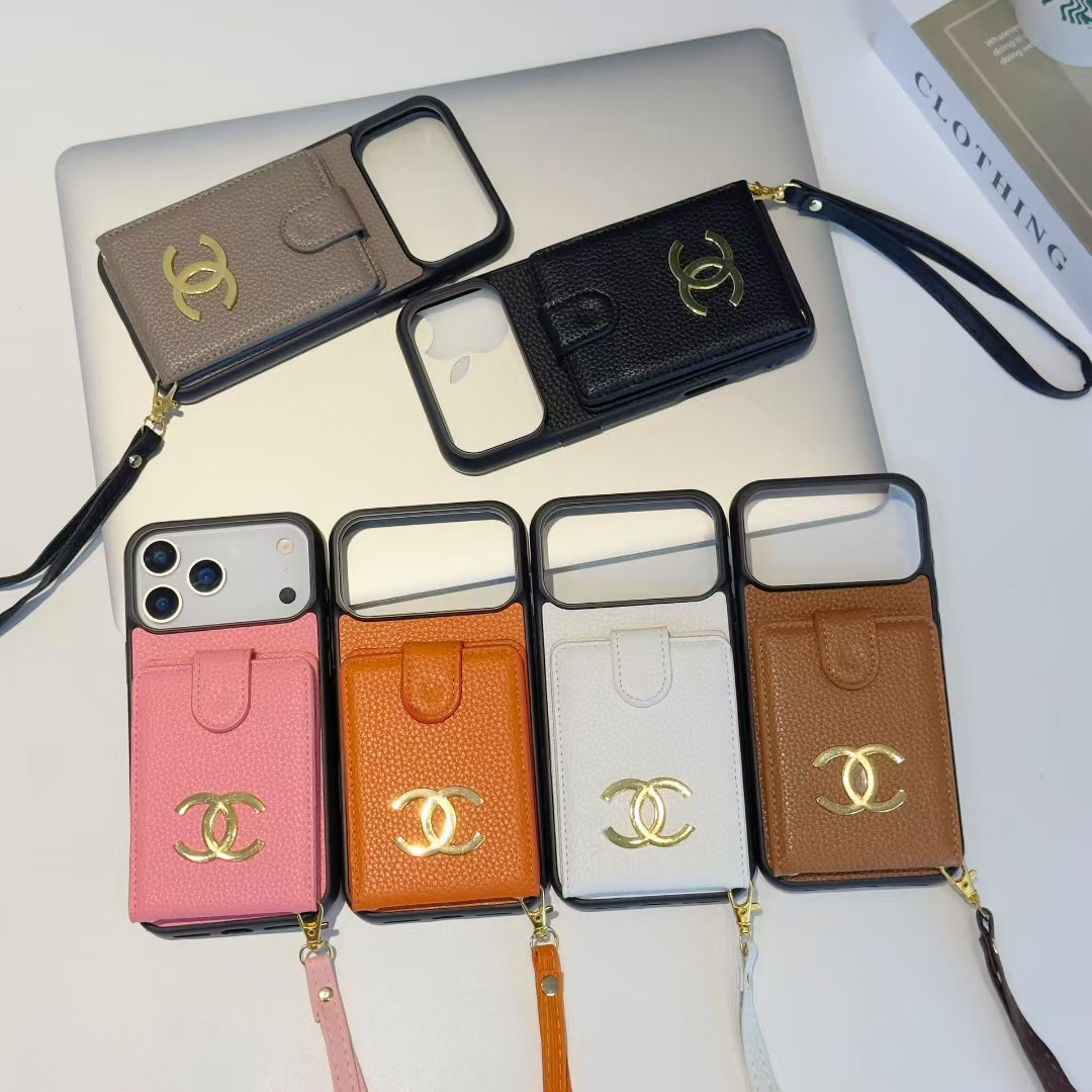 Chanel-inspired iPhone 17 case with card holder and metal detail