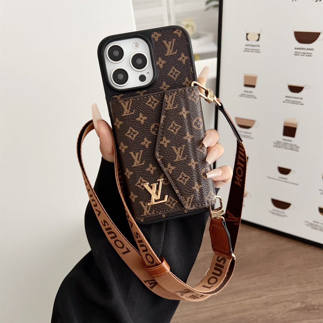 Louis Vuitton-inspired crossbody strap with wallet card holder