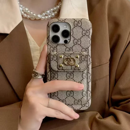 Louis Vuitton-inspired monogram canvas phone case with card holder