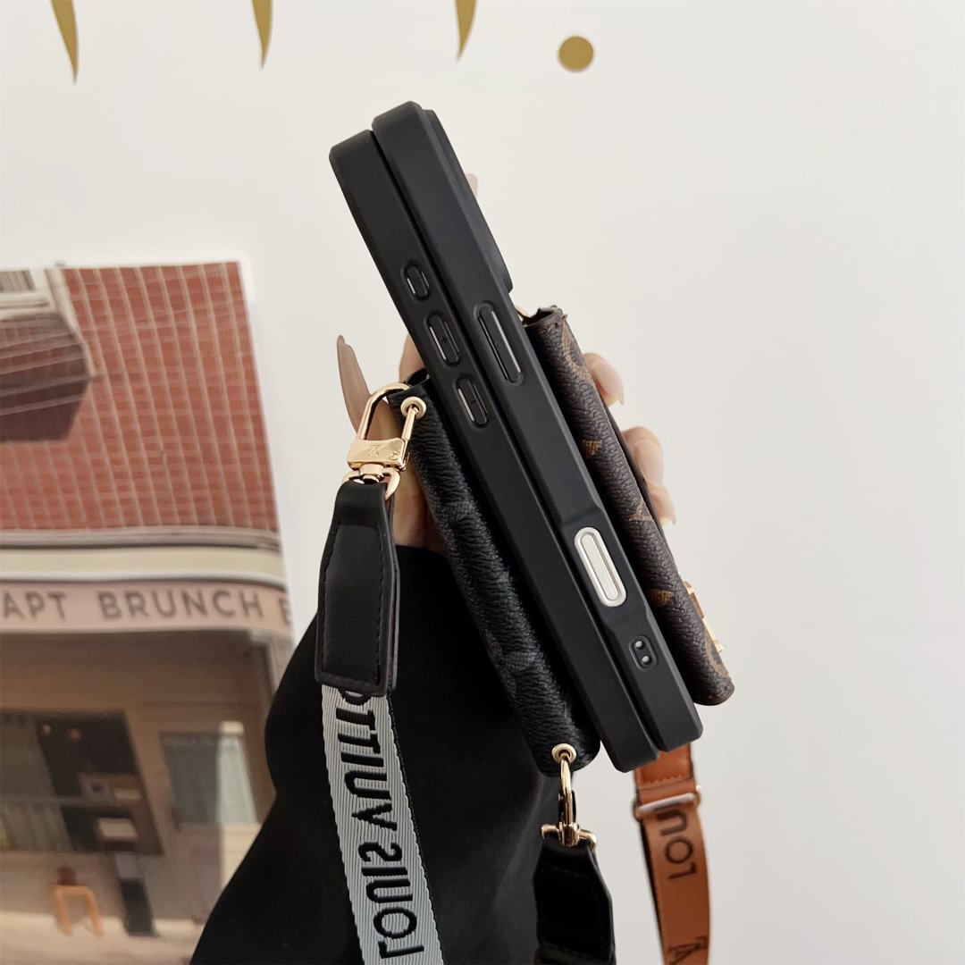 Louis Vuitton-inspired crossbody strap with wallet card holder