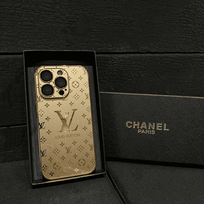 Louis Vuitton-inspired small monogram iPhone case with contrasting camera trim