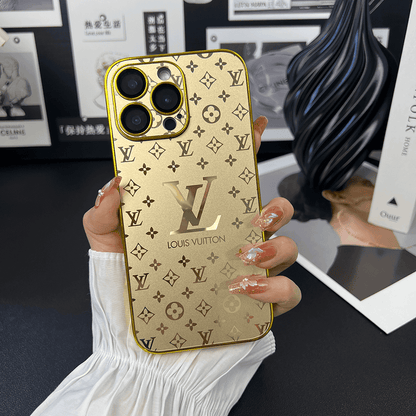 Louis Vuitton-inspired small monogram iPhone case with contrasting camera trim
