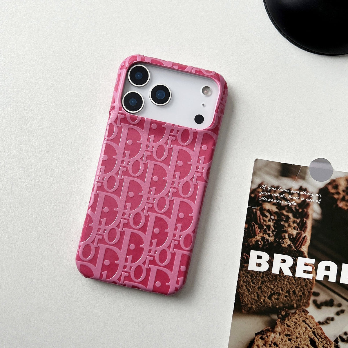 Dior-inspired bright all-over pattern case for iPhone 17 Pro Max