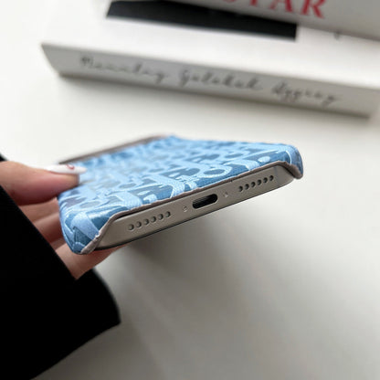 Dior-inspired leather phone case for iPhone 17 / 16 / 15 / 14