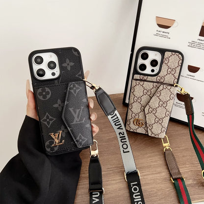 Louis Vuitton-inspired crossbody strap with wallet card holder