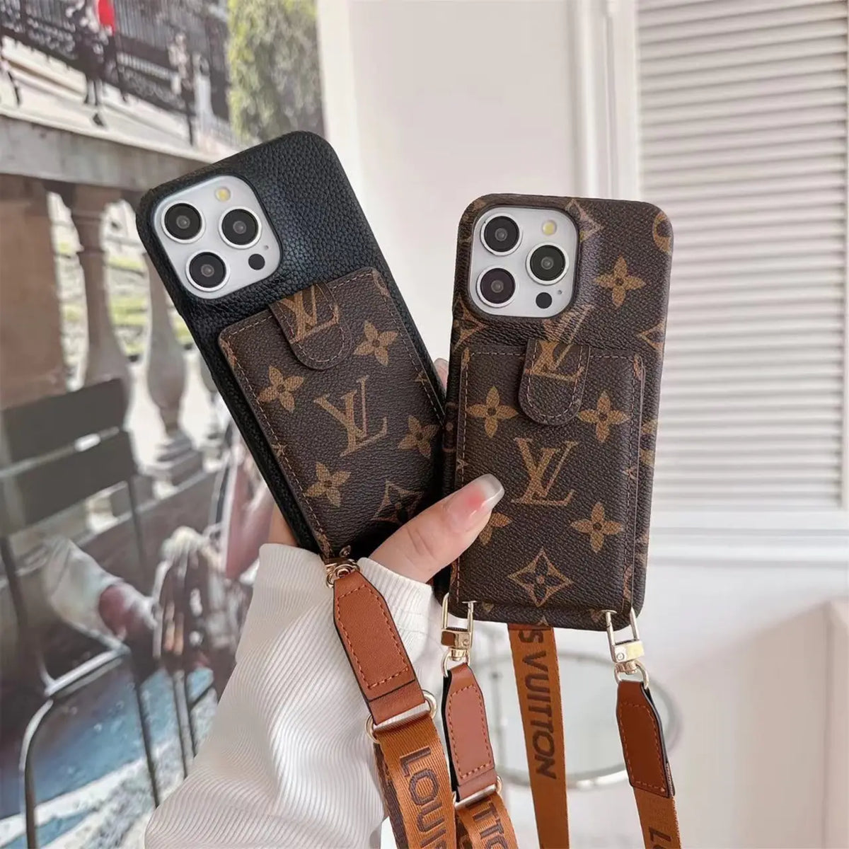 iPhone case with card holder and detachable lanyard