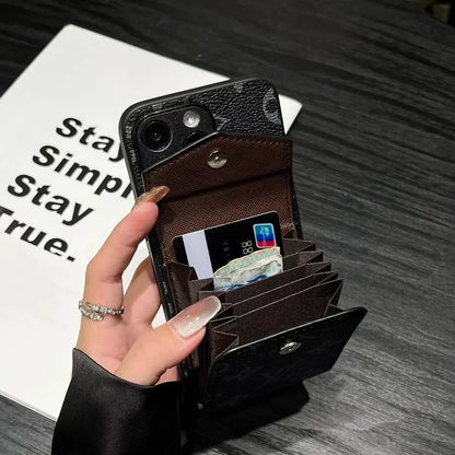 Louis Vuitton-inspired card holder canvas leather iPhone case