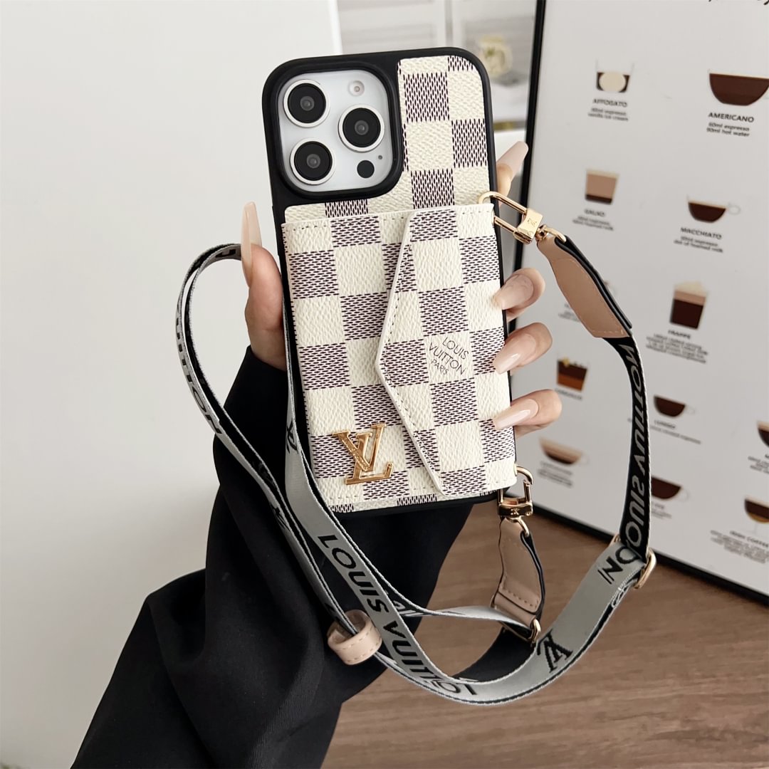 Louis Vuitton-inspired crossbody strap with wallet card holder