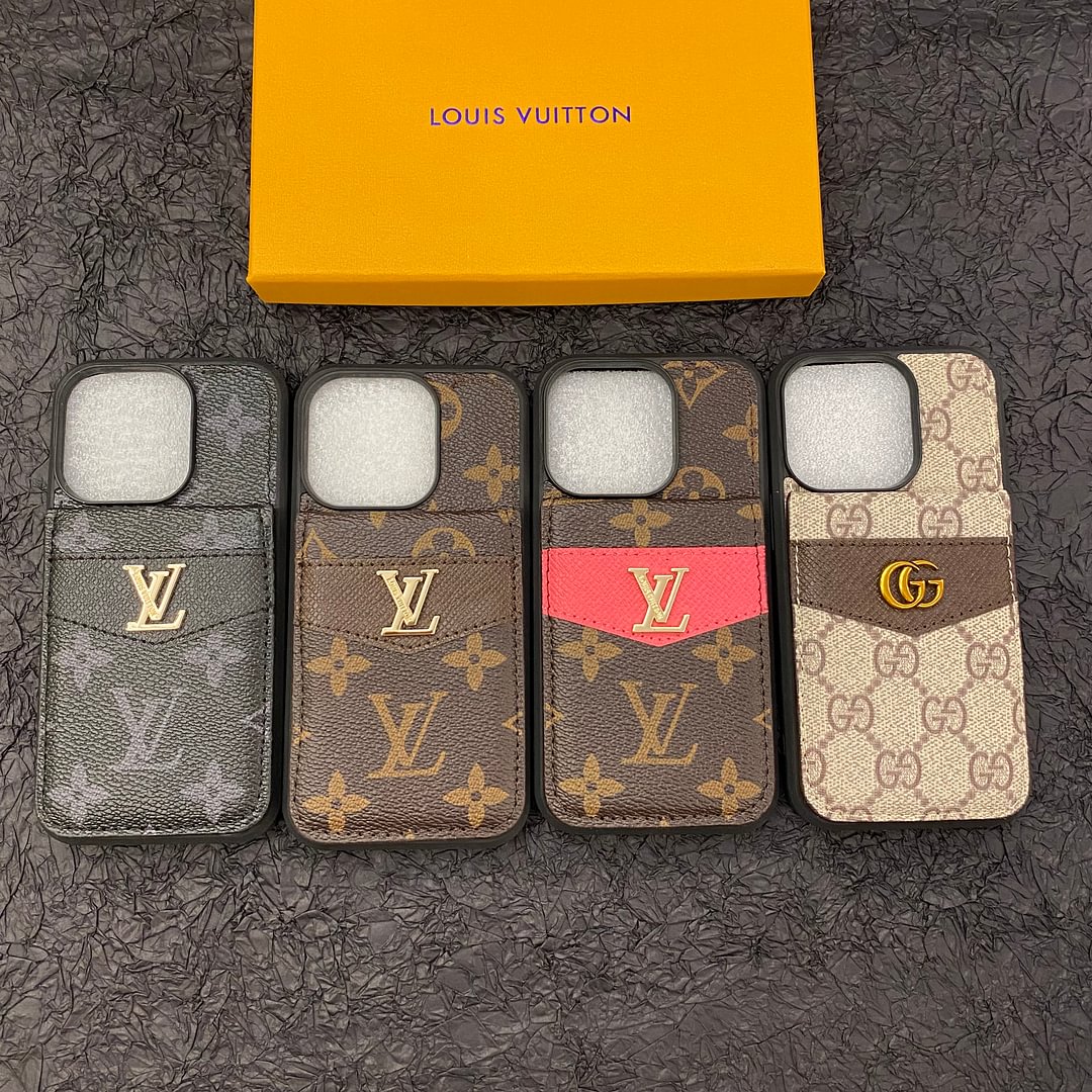 Louis Vuitton-inspired monogram leather iPhone case flip wallet