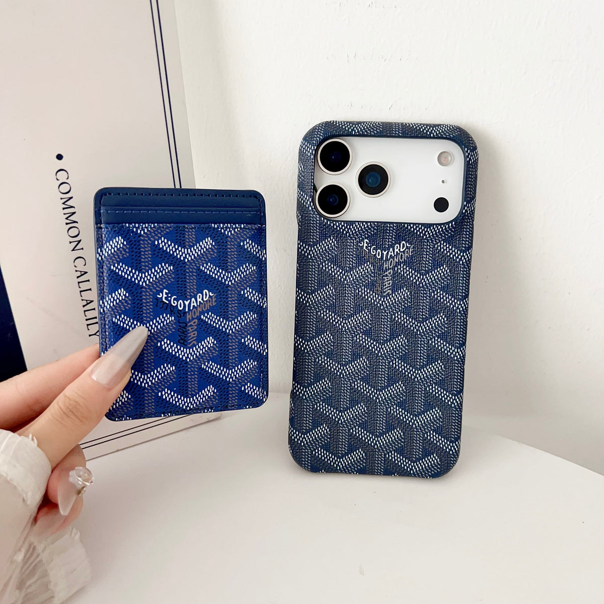 Goyard-inspired chevron pattern MagSafe iPhone case