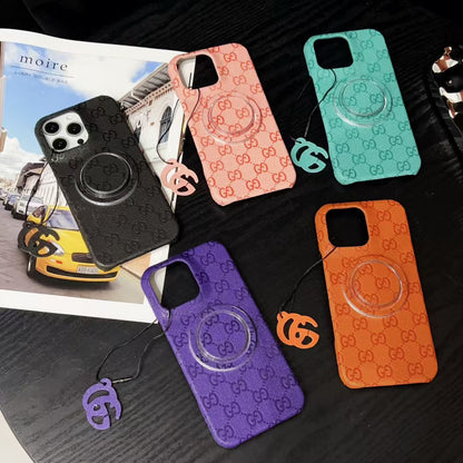 Gucci-inspired textured magnetic ring case for iPhone 16