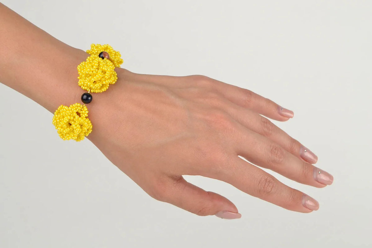 Handmade bracelet made of seed beads unique designer bijouterie bracelet gift