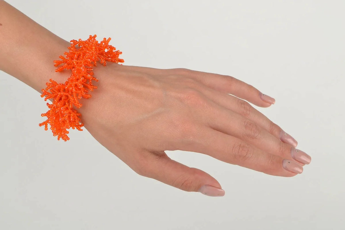 Handmade seed beaded unique bracelet stylish designer jewelry present for woman