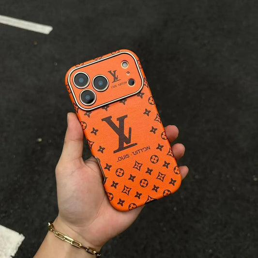 Louis Vuitton-inspired leather monogram iPhone case with wavy edge