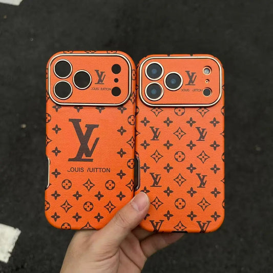 Louis Vuitton-inspired leather monogram iPhone case with wavy edge
