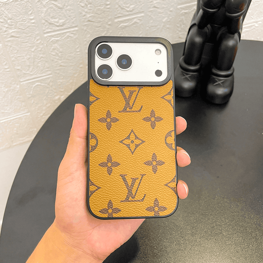 Louis Vuitton-inspired tan monogram phone case