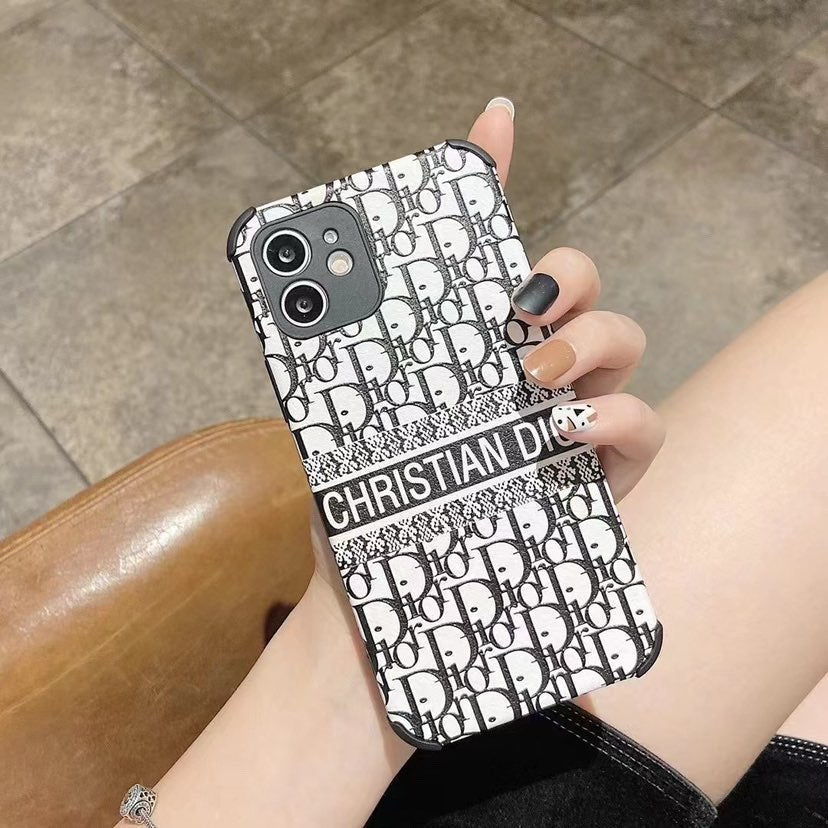 Dior-inspired repeating pattern iPhone 15 Plus case