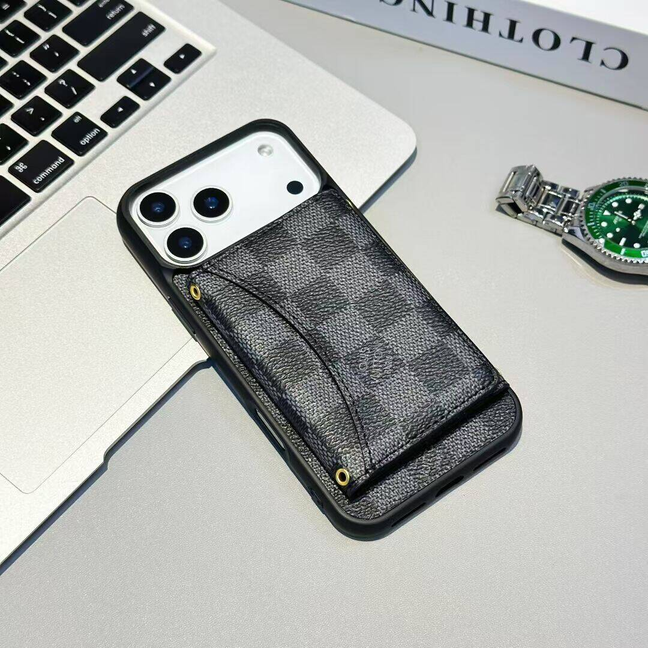 Louis Vuitton-inspired monogram iPhone 17 Pro Max case with card holder