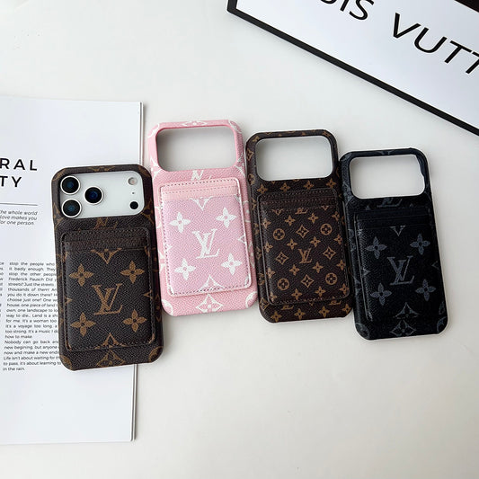 Louis Vuitton-inspired monogram iPhone 17 case with card wallet
