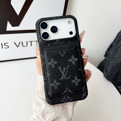 Louis Vuitton-inspired monogram iPhone 17 case with card wallet