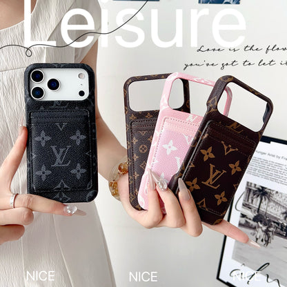 Louis Vuitton-inspired monogram iPhone 17 case with card wallet