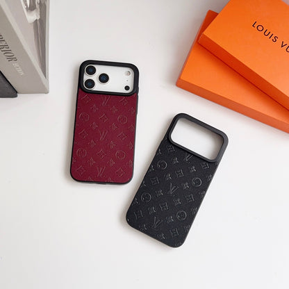 Louis Vuitton-inspired embossed monogram case for iPhone 17 Pro Max