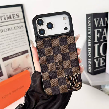 Louis Vuitton-inspired monogram iPhone 17 Pro case with wide camera opening