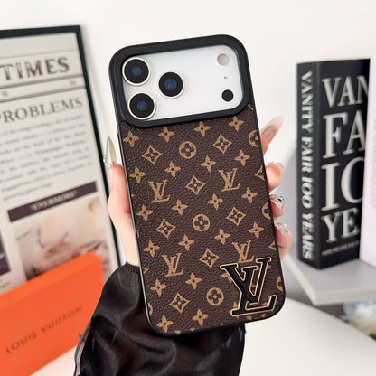 Louis Vuitton-inspired monogram iPhone 17 Pro case with wide camera opening