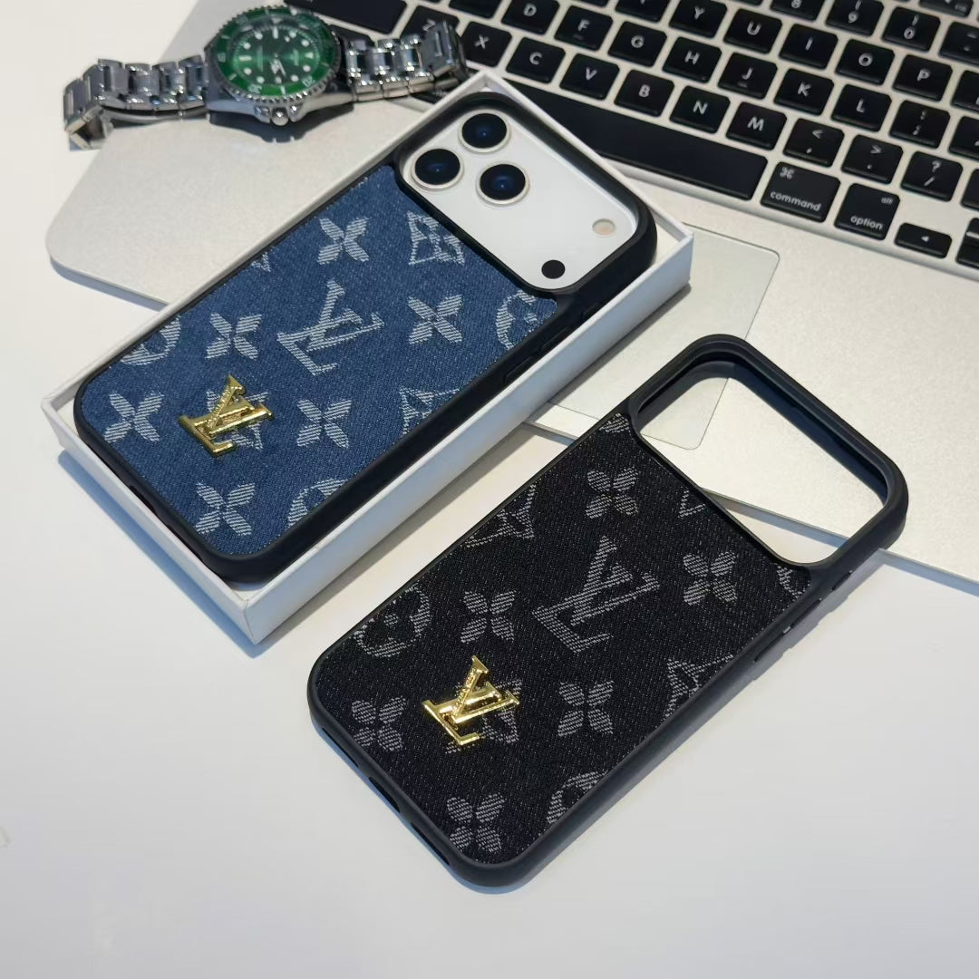 Louis Vuitton-inspired monogram iPhone 17 case with contrast camera surround
