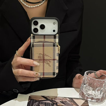 Louis Vuitton-inspired monogram iPhone 17 case with wallet holder
