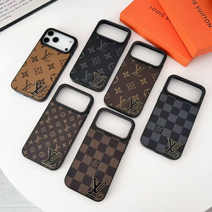Louis Vuitton-inspired monogram iPhone 17 Pro case with wide camera opening
