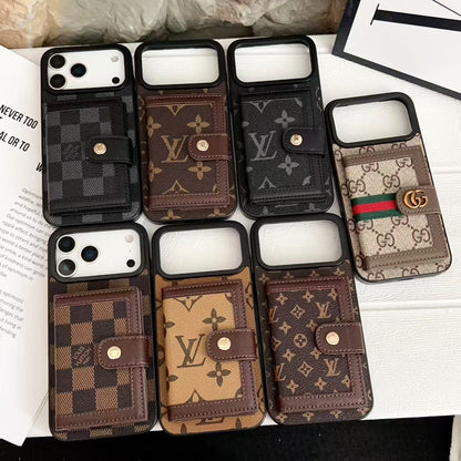 Louis Vuitton-inspired monogram iPhone 17 case with wallet card holder