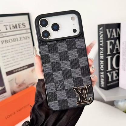 Louis Vuitton-inspired monogram iPhone 17 Pro case with wide camera opening