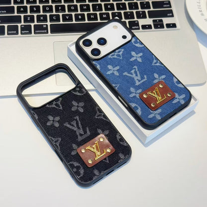 Louis Vuitton-inspired monogram iPhone 17 case with contrast camera surround