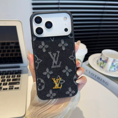 Louis Vuitton-inspired monogram iPhone 17 case with contrast camera surround